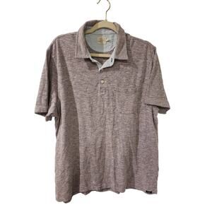 Faherty Men's Heather‎ Polo Size XL gray pink organic cotton